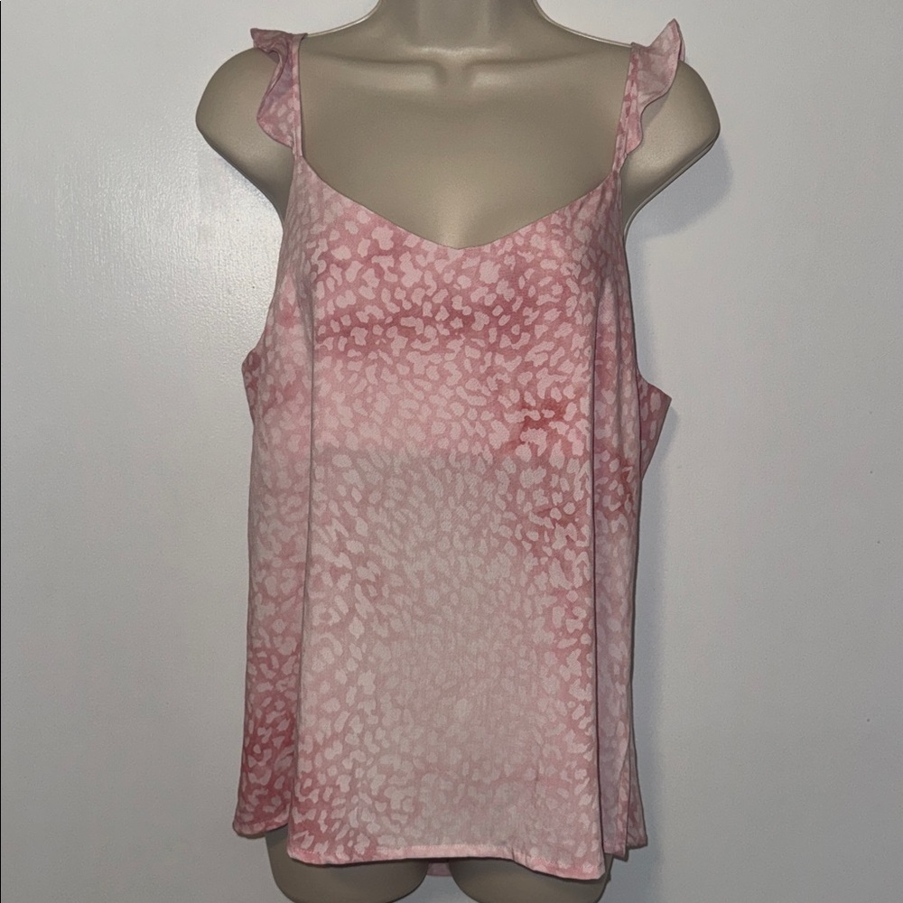 Mystree Tank Top Sleeveless Cami Ombre Pink Leopard Print Women’s L Large